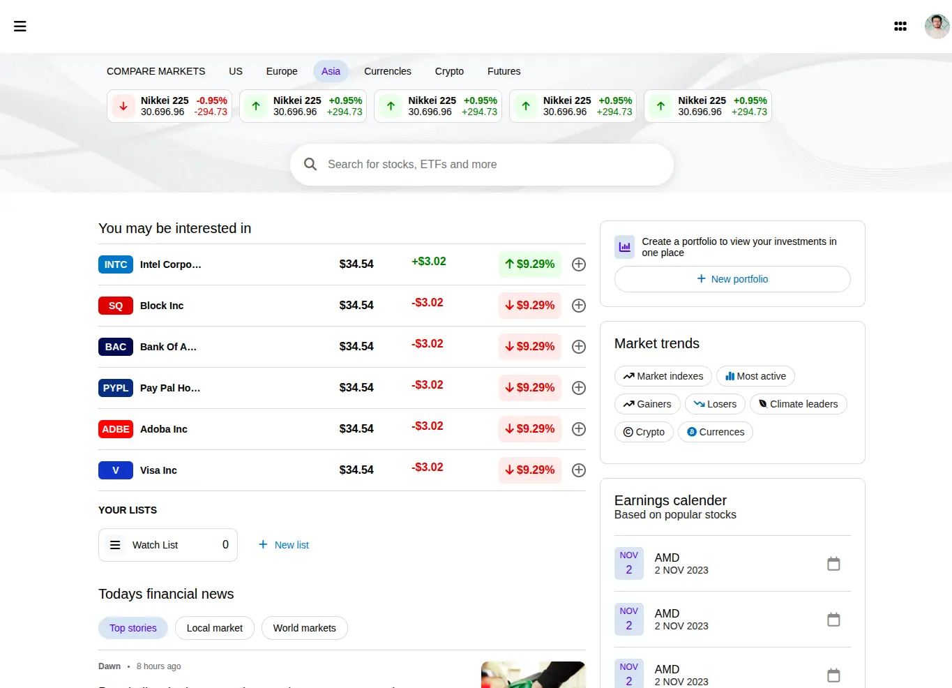 Google Finance Clone